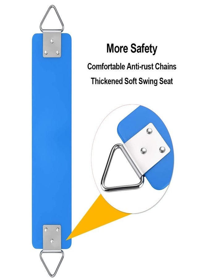 REZNOR مقعد أرجوحة مرن شديد التحمل من ريزنور مع حلقة مثلثة معدنية، ومجموعة سلسلة مقاومة للصدأ للأطفال والكبار، مناسب للملاعب والغابات والصالات الرياضية (أزرق-أصفر، 2 متر) - Image 3